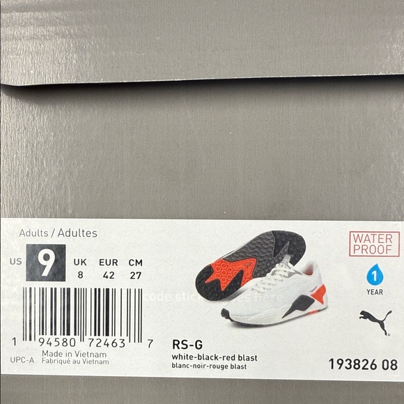 Puma White and Red men’s 9 Sneakers - Picture 3 of 6